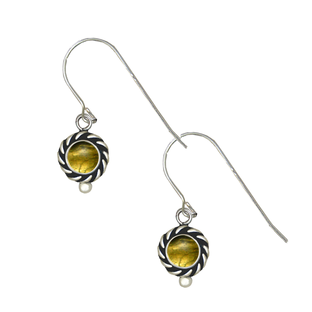 Sterling Silver Little Citrine Gemstone Drop Dangle Earrings